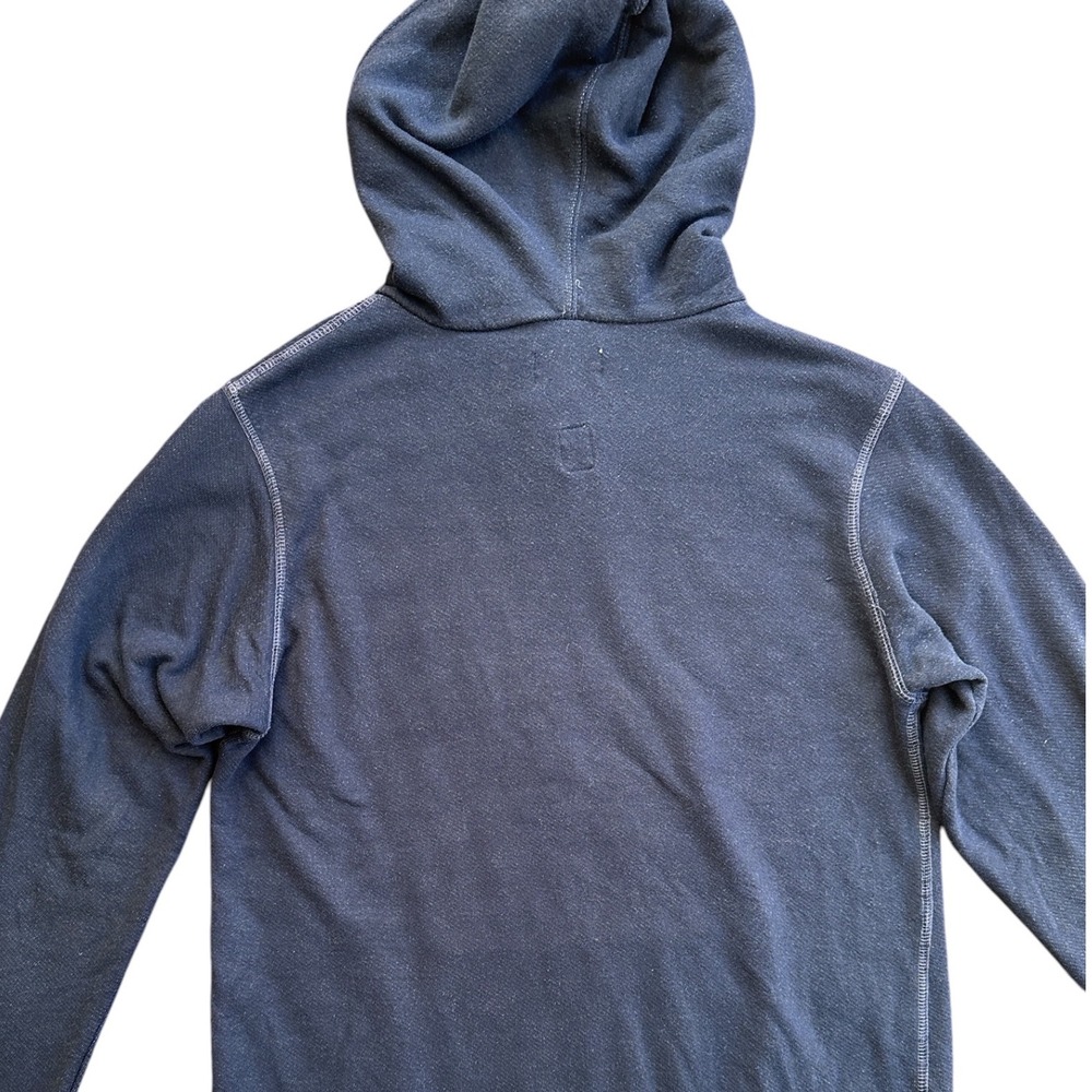 Iron and Resin Hoodie Mens Medium Navy Blue Excellent Button Neck Made in USA - Picture 4 of 7
